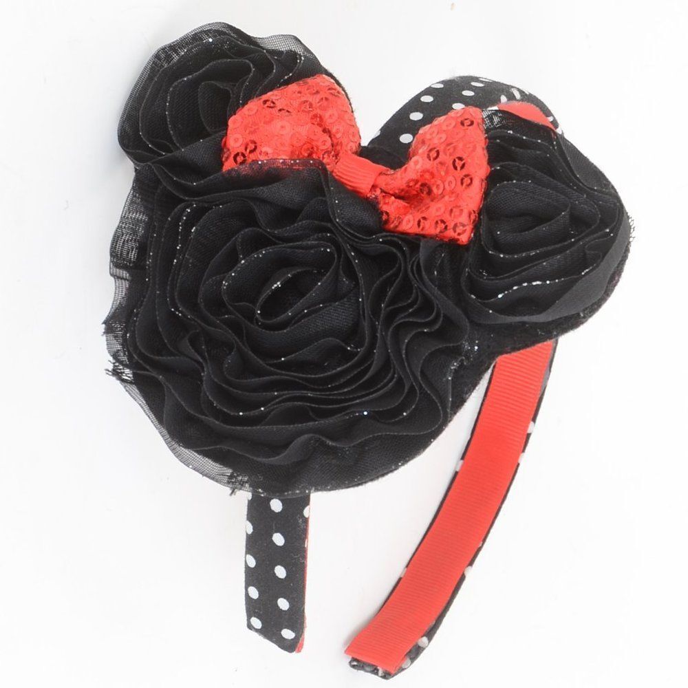 Minnie Mouse Disney Rosette‎ Polka Dot Toddler Child Headband Black Red
